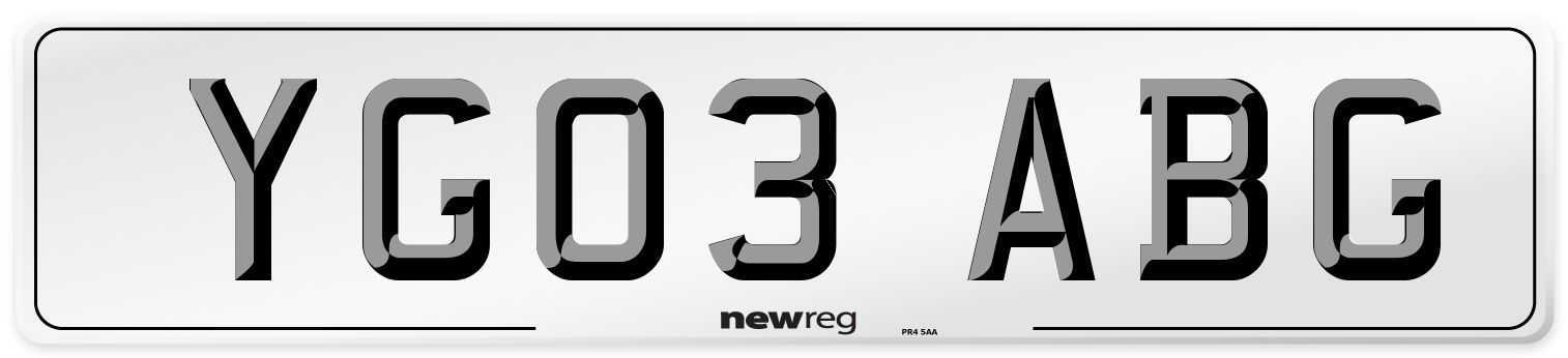 YG03 ABG Number Plate from New Reg